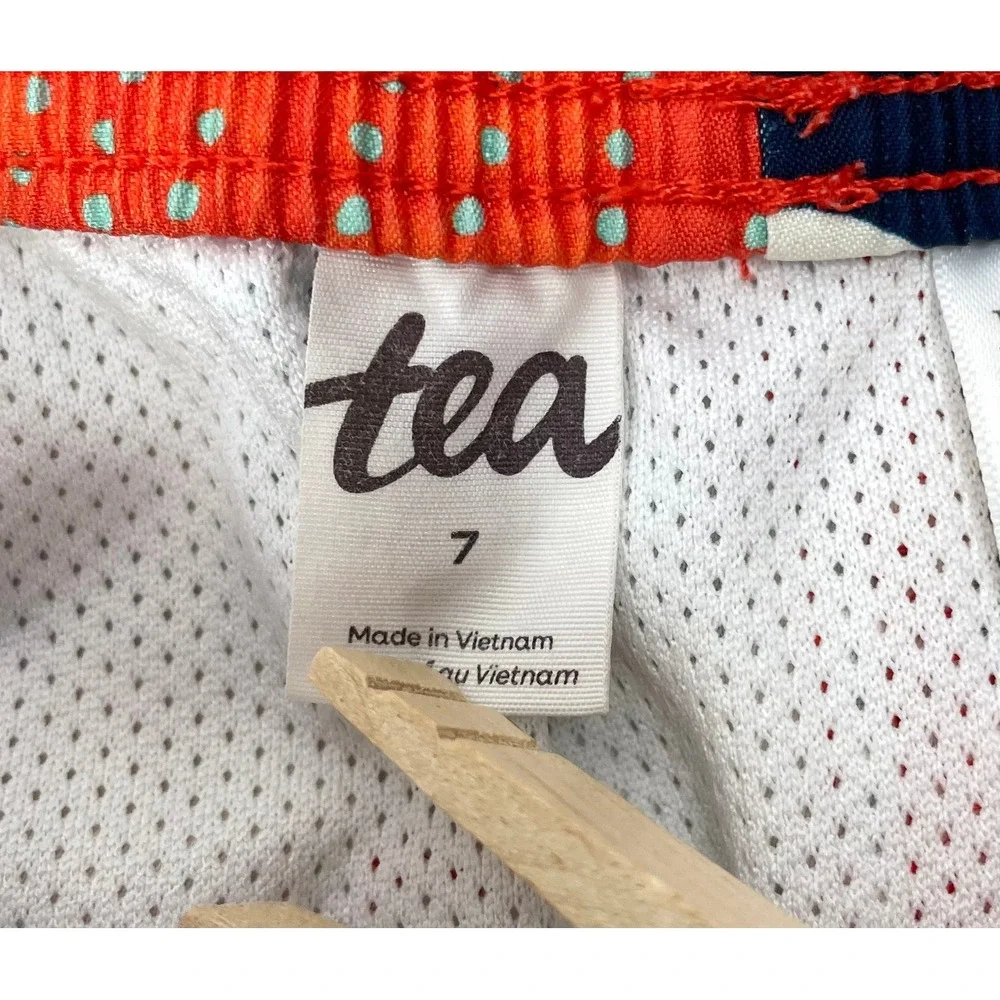 Tea Collection Boy Size 7 Swim Trunks Shorts Orange Puffer Fish 5